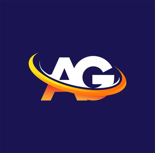 Ursprungliga Logotypen Företagets Namn Färgad Vit Och Orange Swoosh Design — Stock vektor