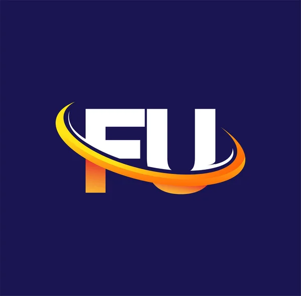 Logotipo Inicial Nombre Empresa Color Blanco Naranja Swoosh Diseño Aislado — Vector de stock