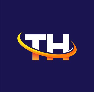 TH ilk logo şirketinin adı beyaz ve turuncu renklendirme, koyu arka planda izole edilmiş. iş ve şirket kimliği için vektör logosu.