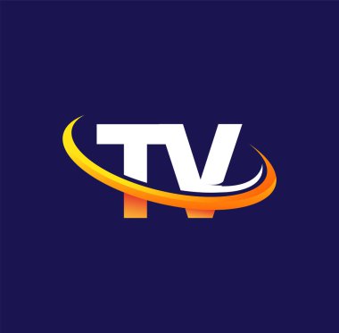 TV 'nin ilk logo şirketi lakabı beyaz ve turuncu renkli, arka planda izole edilmiş. iş ve şirket kimliği için vektör logosu.