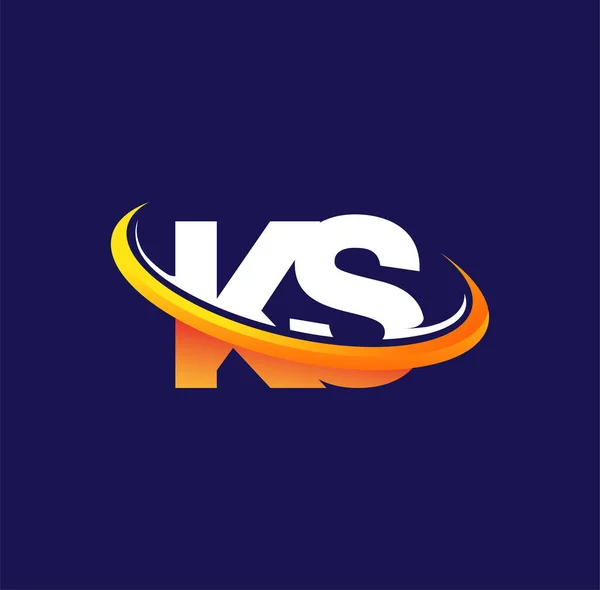 Początkowe Logo Firmy Nazwa Kolorowe Białe Pomarańczowe Swoosh Projekt Izolowane — Wektor stockowy