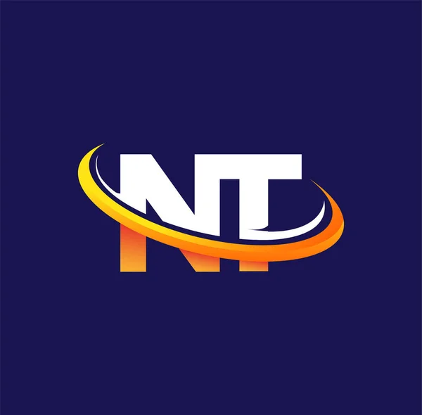 Počáteční Logo Název Společnosti Barevné Bílé Oranžové Swoosh Design Izolované — Stockový vektor