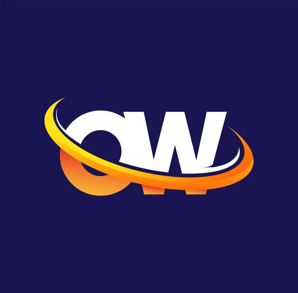 Początkowe Logo Firmy Nazwa Kolorowe Białe Pomarańczowe Swoosh Projekt Izolowane — Wektor stockowy