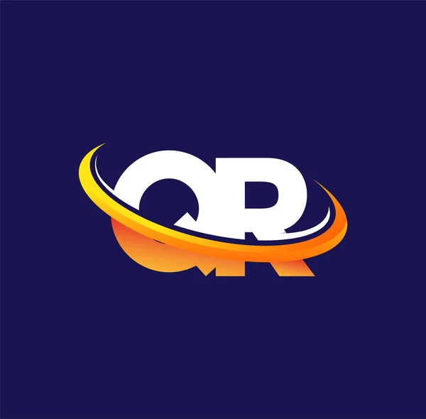 Designo Logo Iniziale Azienda Nome Colorato Bianco Arancione Swoosh Design — Vettoriale Stock