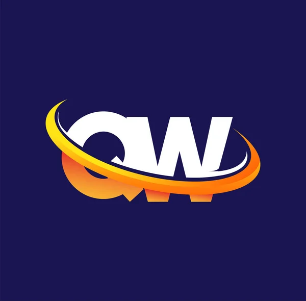 Początkowe Logo Firmy Nazwa Kolorowe Białe Pomarańczowe Swoosh Projektu Izolowane — Wektor stockowy