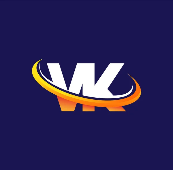 Ursprünglichen Logo Firmenname Farbig Weiß Und Orange Swoosh Design Isoliert — Stockvektor