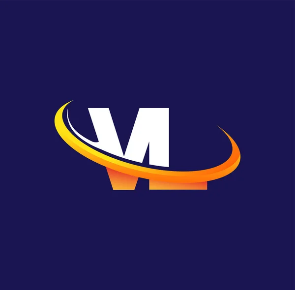 Logotipo Inicial Nombre Empresa Color Blanco Naranja Swoosh Diseño Aislado — Archivo Imágenes Vectoriales