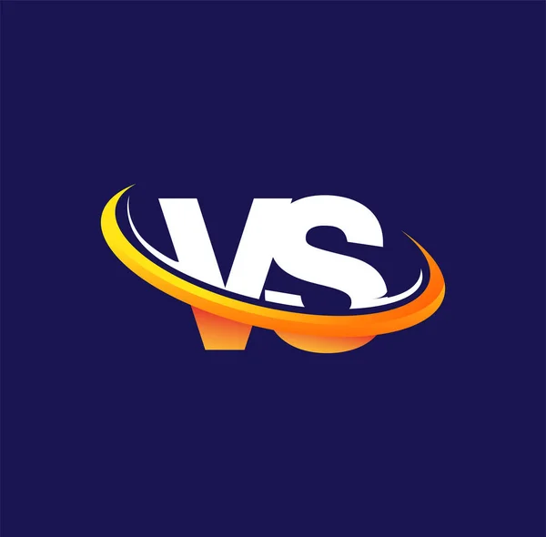 Počáteční Logo Název Společnosti Barevné Bílé Oranžové Swoosh Design Izolované — Stockový vektor