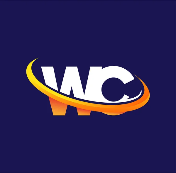 Počáteční Logo Název Firmy Barevné Bílé Oranžové Swoosh Design Izolované — Stockový vektor