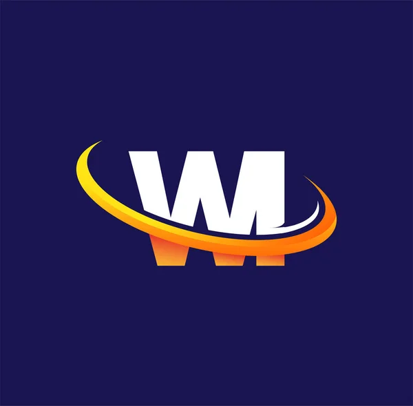 Initial Logo Company Name Colored White Orange Swoosh Design Isolated — Stock Vector