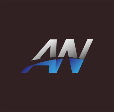 İlk harf logosu AN renkli beyaz ve mavi, Vector logosu iş veya şirket kimliğiniz için şablon elementleri dizayn eder