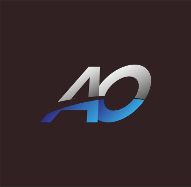 İlk harf logosu AO renkli beyaz ve mavi, Vector logo tasarım şablonu elemanları iş veya şirket kimliğiniz için