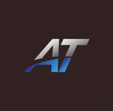 İlk harf logosu AT renkli beyaz ve mavi, Vector logosu iş veya şirket kimliğiniz için şablon elementleri dizayn eder