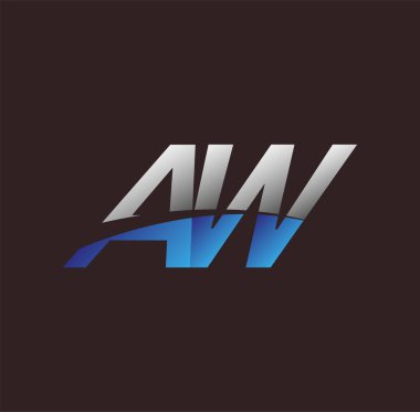 İlk harf logosu AW renkli beyaz ve mavi, Vector logo tasarım şablonu elemanları iş veya şirket kimliğiniz için