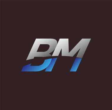 İlk harf logosu BM renkli beyaz ve mavi, Vector logo tasarım şablonu elemanları iş veya şirket kimliğiniz için