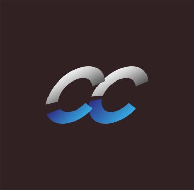 İlk harf logosu CC iş veya şirket kimliğiniz için beyaz ve mavi renkli, Vector logo tasarım şablonu elementleri