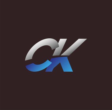 İlk harf CK logosu. İş veya şirket kimliğiniz için beyaz ve mavi renkli Vector logosu tasarım şablonu unsurları
