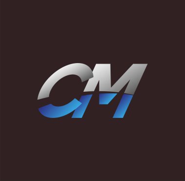 İlk harf logosu CM beyaz ve mavi renkli, Vector logo tasarım şablonu elemanları iş veya şirket kimliğiniz için
