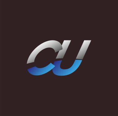 İlk harf logosu CU iş veya şirket kimliğiniz için beyaz ve mavi renkli Vector logo tasarım şablonu elementleri