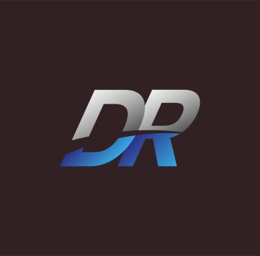 İlk harf logosu DR iş veya şirket kimliğiniz için beyaz ve mavi renkli, Vector logo tasarım şablonu unsurları