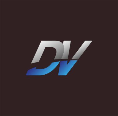 İlk harf logosu DV renkli beyaz ve mavi, Vector logo tasarım şablonu elemanları iş veya şirket kimliğiniz için
