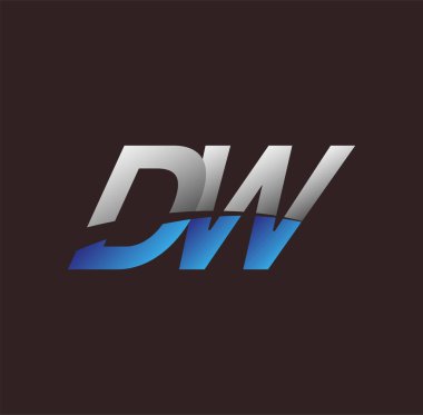 İlk harf logosu DW iş veya şirket kimliğiniz için beyaz ve mavi renkli, Vector logo tasarım şablonu elementleri