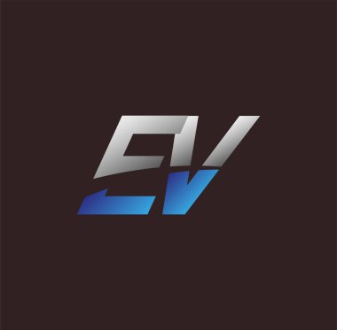İlk harf logosu EV renkli beyaz ve mavi, Vector logo tasarım şablonu elemanları iş veya şirket kimliğiniz için