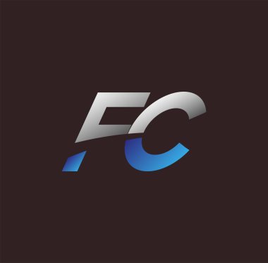 İlk harf logosu FC iş veya şirket kimliğiniz için beyaz ve mavi renkli, Vector logo tasarım şablonu unsurları