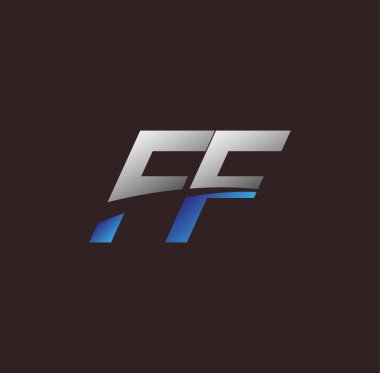 İlk harf logosu FF renkli beyaz ve mavi, Vector logo tasarım şablonu elemanları iş veya şirket kimliğiniz için