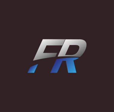 İlk harf logosu FR renkli beyaz ve mavi, Vector logo tasarım şablonu elemanları iş veya şirket kimliğiniz için