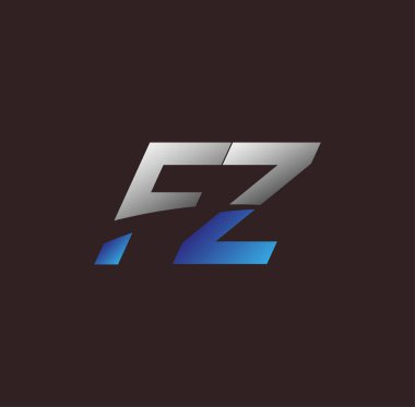 İlk harf logosu FZ renkli beyaz ve mavi, Vector logo tasarım şablonu elemanları iş veya şirket kimliğiniz için