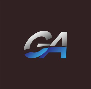 İlk harf logosu GA renkli beyaz ve mavi, Vector logo tasarım şablonu elemanları iş veya şirket kimliğiniz için