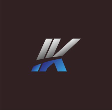 İlk harf logosu IK renkli beyaz ve mavi, Vector logo tasarım şablonu elemanları iş veya şirket kimliğiniz için