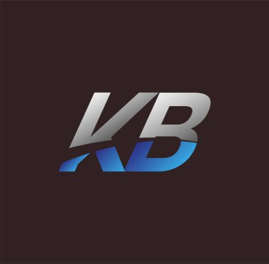 İlk harf logosu KB iş veya şirket kimliğiniz için beyaz ve mavi renkli, Vector logo tasarım şablonu unsurları