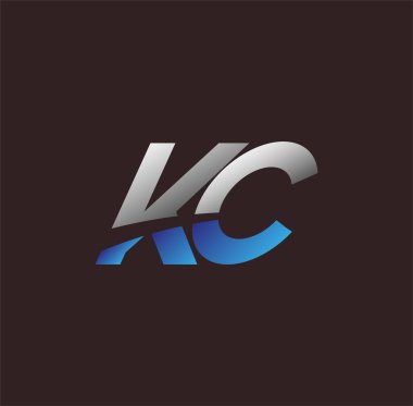 İlk harf logosu KC iş veya şirket kimliğiniz için beyaz ve mavi renkli, Vector logo tasarım şablonu elementleri