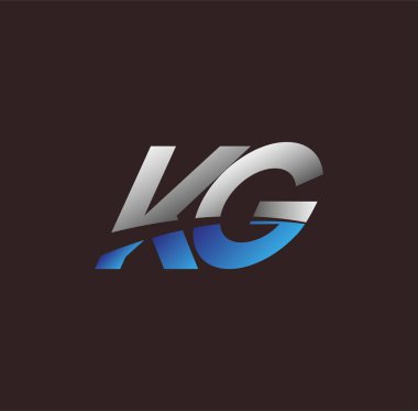 İlk harf logosu KG iş veya şirket kimliğiniz için beyaz ve mavi renkli, Vector logo tasarım şablonu elementleri