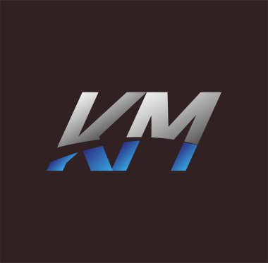 İlk harf logosu KM renklendirilmiş beyaz ve mavi, Vector logo tasarım şablonu elemanları iş veya şirket kimliğiniz için