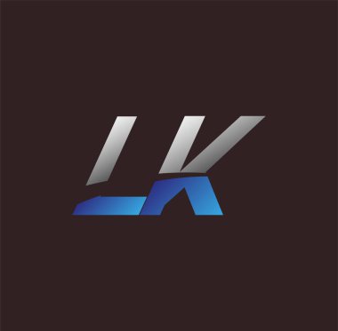 İlk harf logosu LK iş veya şirket kimliğiniz için beyaz ve mavi renkli, Vector logo tasarım şablonu unsurları