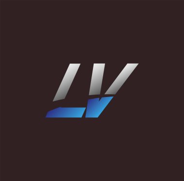 İlk harf logosu LV renkli beyaz ve mavi, Vector logo tasarım şablonu elemanları iş veya şirket kimliğiniz için