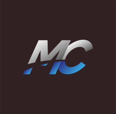 İlk harf logosu MC iş veya şirket kimliğiniz için beyaz ve mavi renkli, Vector logo tasarım şablonu elementleri