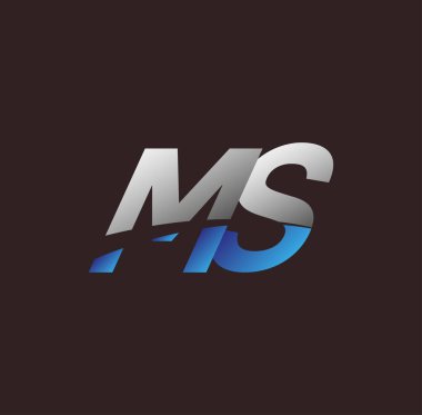 İlk harf logosu MS renkli beyaz ve mavi, Vector logosu iş veya şirket kimliğiniz için şablon elementleri dizayn eder