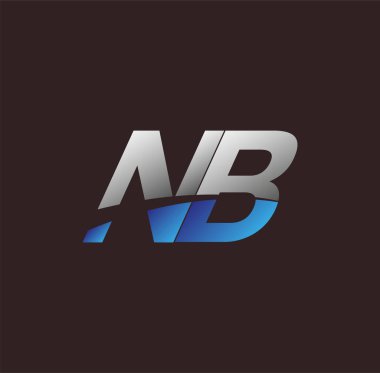 İlk harf logosu NB renkli beyaz ve mavi, Vector logo tasarım şablonu elemanları iş veya şirket kimliğiniz için