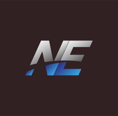 İlk harf logosu NE renkli beyaz ve mavi, Vector logosu iş veya şirket kimliğiniz için şablon tasarımı unsurları