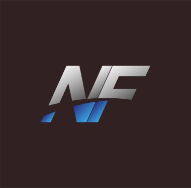 İlk harf logosu NF renkli beyaz ve mavi, Vector logo tasarım şablonu elemanları iş veya şirket kimliğiniz için