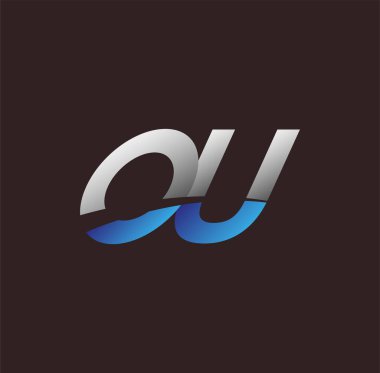 İlk harf logosu OU renkli beyaz ve mavi, Vector logo tasarım şablonu elemanları iş veya şirket kimliğiniz için
