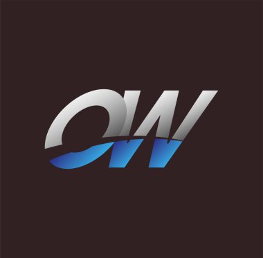 İlk harf logosu OW renkli beyaz ve mavi, Vector logo tasarım şablonu elemanları iş veya şirket kimliğiniz için