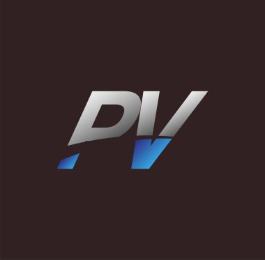 İlk harf logosu PV renkli beyaz ve mavi, Vector logo tasarım şablonu elemanları iş veya şirket kimliğiniz için