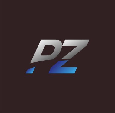 İlk harf logosu PZ iş veya şirket kimliğiniz için beyaz ve mavi renkli, Vector logo tasarım şablonu unsurları