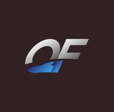 İlk harf logosu QF renkli beyaz ve mavi, Vector logo tasarım şablonu elemanları iş veya şirket kimliğiniz için