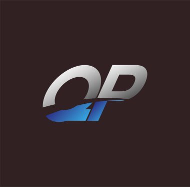 İlk harf logosu QP iş veya şirket kimliğiniz için beyaz ve mavi renkli, Vector logo tasarım şablonu unsurları
